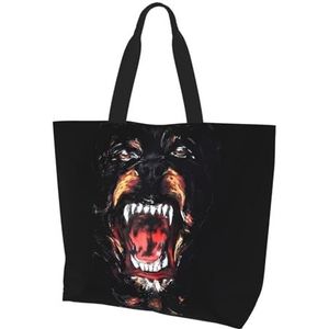 MYGANN Cool Rottweiler Dog Art Women'S Grote Capaciteit Schouder Waterdichte Boodschappentas Voor Dagelijkse Reizen Gift Bag, Zwart, Eén maat