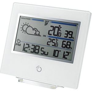 OREGON SCIENTIFIC Slim weerstation; zo slim als cd-box; weersvoorspelling met symbolen; binnen- en buitentemperatuur en luchtvochtigheid; radiogestuurd horloge met kalender; wit BAR800-W