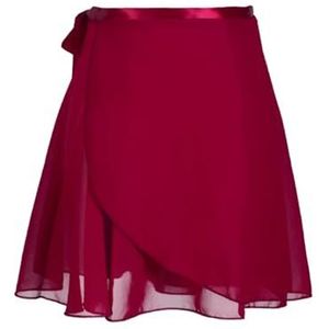 AYWTIUN Chiffon Dansrok Volwassen Chiffon Ballet Tutu Dansrok Vrouwen Meisjes Gymnastiek Wrap Rok Training Ballet Rokken Ballet Dans, Donkerrood, XL(Height 160-175cm)