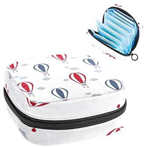 Maandverband Opbergtas,Draagbare maandverband Opbergzak,heteluchtballon, Meerkleurig, 4.7x6.6x6.6 in/12x17x17 cm
