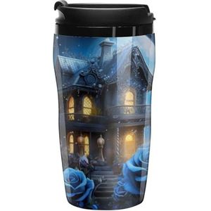 Blue Rose Cottage Koffiemok met Deksel Dubbelwandige Waterfles Reizen Tumbler Thee Cup voor Warm/Ijs Dranken 250ml