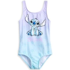 Disney Lilo & Stitch Blauw & Paars Bloemen 1-delig Zwemkostuum voor Meisjes | Mouwloze zwemkleding met stikkarakter | Pull-on strandkleding voor kinderen | Leuke zwemoutfit met filmthema - 5-6 jaar