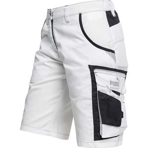 PUMA Workwear Precision X Werkshorts voor dames, korte broek met veel zakken - voor handel, productie en bouw, Wit/Antraciet, 46 NL