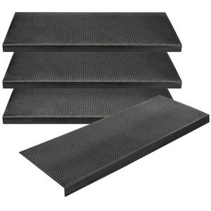 KARAT Santiago Trapmat van rubber, set van 3, 25 x 75 cm, weerbestendige en antislip trapmatten voor buiten, trapmat