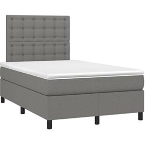 vidaXL Boxspring met matras stof donkergrijs 120x190 cm, bed, boxspringbed, tweepersoonsbed, slaapmeubel, boxspring bed, bed met matras, bedframe