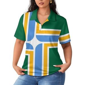 Portland stadsvlag dames poloshirts korte mouwen casual T-shirts met kraag golfshirts sport blouses tops 5XL