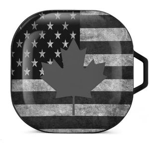 USA wapenschild Canada vlag oordopjes hoesje compatibel met Samsung hard shell beschermhoes zwart-stijl