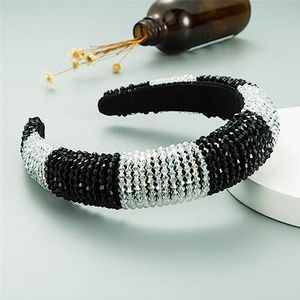 Steentjes barokke brede hoofdbanden voor vrouwen partij elastische haarband haaraccessoires haarring AY14-zwart