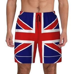 ERSDWRE Engelse Vlag Print Strand Shorts Met Zakken Zwembroek Mannen Zwembroek Broek Badmode Voor Surfen Zwemmen, Zwart, S
