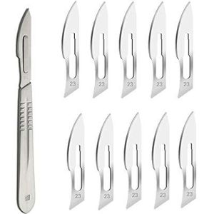 ABMRO Scalpelmessen #23 met #4 Scalpel handvat - steriel scheermes met één mes voor dermaplaning, dissectie, podologie, professionele verzorging, acne verwijderen, mobiele telefoon reparatie
