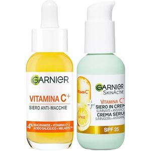 Garnier Anti-puistjes gezichtsserum Vitamin C+ met Niacinamide Salicylzuur Melasyl Antioxidant 30ml + Verhelderende anti-bleemish crème gezichtsserum SPF 25 50ml - 2 Producten
