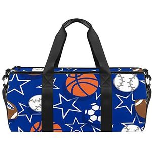 Romantisch Eiffeltoren patroon reizen duffle tas sport bagage met rugzak draagtas gymtas voor mannen en vrouwen, Basketbal & Tennis Ball Patroon, 45 x 23 x 23 cm / 17.7 x 9 x 9 inch