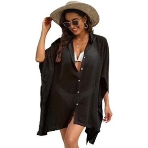 Cover Ups voor vrouwen Beachwear Badpak Cover Up Voor Vrouwen Plus Size Badpak Cover Up Overhemden Stippen Splicing Casual Strand Cover Ups Badpak Cover Ups Voor Vrouwen (zwart, S)