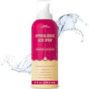 BASE LABORATORIES Hypochlorous Acid Spray | huidgenezing bij wonden | spuitoplossing voor wondverzorging, eczeem, tattoo- en piercing-nazorg | wondspoeling met zoutoplossing hypochlorououszuur | 240