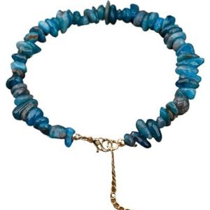 Minerale steen gouden kettingen armband, kristal armband, onregelmatige afgebroken amethisten citrien Rose kralen armband vrouwen (Color : Blue Apatite)