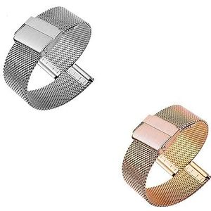 Milanese Metalen Horlogeband 2 Stuks, 10 12 14 16 17 18 19 20 21 22MM Snelle Ontgrendeling Voor Conventionele Horloges Of Smartwatches-polsbandjes (Color : Silver+Rose Gold, Size : 22MM)