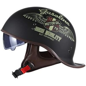 Retro motorfiets halfhelm, volwassen baseballcap-helm DOT-gecertificeerde heren en dames Vintage motorfiets open helm voor straatscooter Cruiser Moped Chopper Decoration