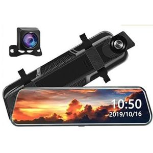 Dashcam 10'' Touchscreen Auto Stream Media Dashcam DVR 1080P Dual Lens IPS Achteruitkijkspiegel Dash Camera Nachtzicht Videorecorder Autocamera(1080P no Wifi - 24h 64G)