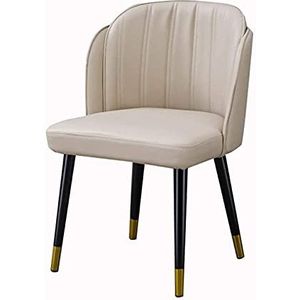 GEIRONV 1 stks Keuken eetkamerstoelen, Waterdichte lederen zijstoel met metalen benen Woonkamer Counter lounge stoelen Eetstoelen (Color : White)