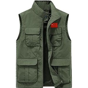 CNVSplYX Men'S Outerwear Gilets Spring And Autumn Vest Men'S Outdoor Loose Large Size Tooling Stand Collar Multi-Pocket Jacket,Armygreen,2Xl