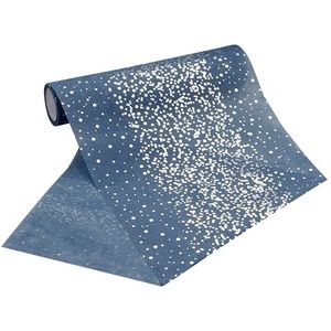 100%Mosel tafelloper vlieseline in rookblauw met zilveren sneeuwvlokken (20 cm x 5 m), elegante tafeldecoratie voor Kerst en advent