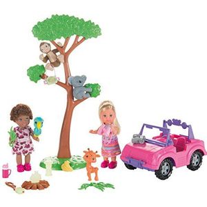 Simba – 105737460smo – Pop Evi Love – Safari – + 2 poppen 12 cm – + 4 dieren – + 1 voertuig – + accessoires