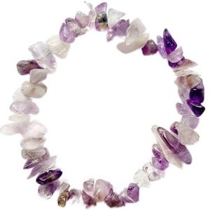 AMAZWI Maak sieraden zelf onregelmatige natuurlijke chip parel armband mannen vrouwen handgemaakte sieraden Reiki genezing steen armband stretch elastisch touw geman hanger, Amethyst