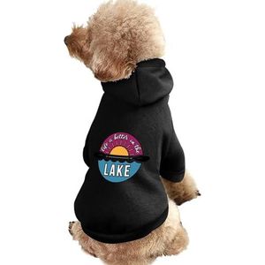 Life Is Better On The Lake Print Pet Hoodie Sweatshirt Warme Puppy Pullover Winter Jas voor Kleine Medium Grote Honden Katten