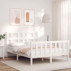AJJHUUKI Bedden & accessoires bedframe met hoofdeinde wit 120x200 cm massief houten meubels
