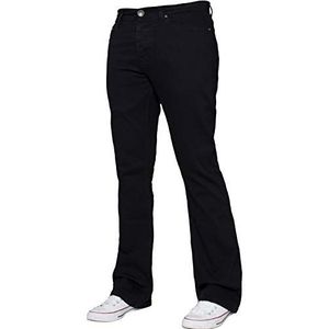 Enzo Heren bootcut wijde pijpen jeans stretch bel uitlopende denim broek alle taille maten, Zwart, 34W / 32L