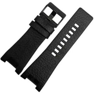 Jeniko Mode Lederen Horlogeband Bandjes Zwart Donkerbruin Lychee Patroon Horlogeband Vervangende Band Horlogeaccessoires 32 Mm (Color : BlackA Black Buckle, Size : 32mm)