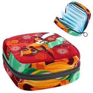 Opbergtas voor maandverband, menstruatiecup zakje, menstruatiezakorganizer voor vrouwelijke pads tampons, vrouw die djembe speelt of Afrikaanse muziek