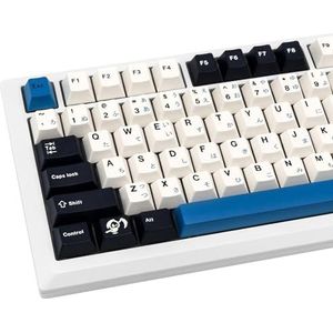 GEKUCAP 129 Toetsen PBT Japanse Keycaps Cherry Profiel DYE-Sub Wit/Zwart/Blauw Keycap Minimalistische Stijl Aangepaste Keycaps Set voor Gateron Kailh Cherry MX Switch Gaming Mechanische Toetsenborden