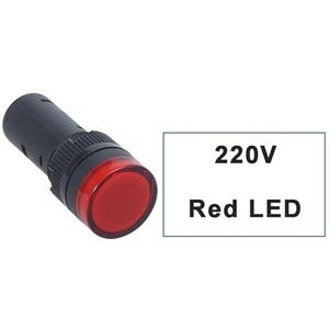10 stuks/partij waterdicht AD16-22DS 22mm 12V24V220V Rood Blauw Groen Wit Geel Panel Mount Signaal Power LED-indicator licht (220V-rood)
