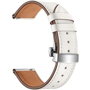 LUGEMA 22 Mm 20 Mm 18 Mm Lederen Armband Compatibel Met Garmin Vivoactive3 4 4S Smart Horlogebandriem Compatibel Met Vivoactive 4 4S 3 Sportpolsband (Color : White, Size : 20MM_SILVER BUCKLE)