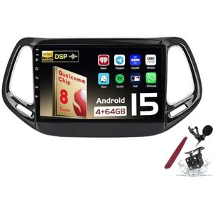 Android 15 Autoradio Sat Navi voor J-eep Kompas (2016-2018) 9 Inch Touchscreen Multimedia Speler met Draadloze Carplay GPS Navigatie FM RDS Bluetooth 5G-WiFi SWC DSP,M120s