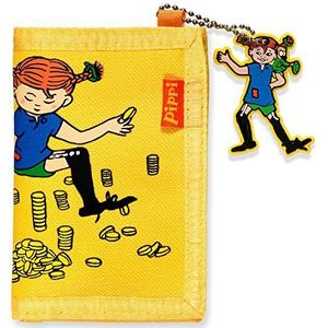 Pippi Långstrump Kaarthouder - Gele portemonnee voor jongens en meisjes - kunststof en polyester - speelleeftijd 3+, maat 80X120X10 mm