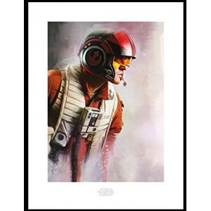 1art1 Star Wars Kunstdruk Reproductie en MDF-Lijst Zwart - Episode VIII, The Last Jedi, Poe Paint (80 x 60cm)