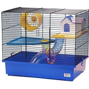 Decorwelt hamsterdagen, blauw, buitenmaten, 49 x 32,5 x 41,5 cm, knaagkooi, hamster, plastic kleine dieren, kooi met accessoires