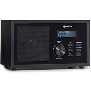 auna Ambient DAB radio - compacte DAB+ radio met Bluetooth streaming: versie 5.0 met A2DP support, radio: DAB/DAB+/FM tuner, Bluetooth radio met LCD display, AUX-In, hout-look zwart