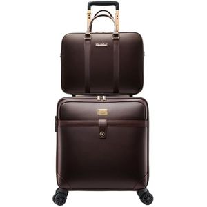 Trolley Case Koffer 2-delige Trolleytas Reistas In Handbagageformaat Kunstleer Handbagage Met Wielen Bagage Lichtgewicht (Color : A, Size : 20inch)