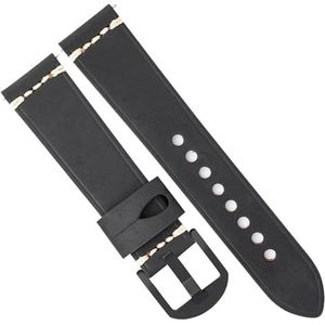 yeziu Design Retro Top Leather Watch Strap For Huawei Watch 3 46mm Mens Watch Band Bracelet(Color:Black-Black Buckle,Size:22mm)