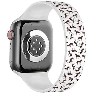 Solo Loop band compatibel met alle series Apple Watch 38/40/41mm (Bay Horses Running) rekbare siliconen band band accessoire, Siliconen, Geen edelsteen