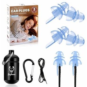 Slapende oordopjes, [3 paar] SNR 32dB ruisonderdrukking oordopjes - Ultra zachte siliconen oordopjes om te slapen, lichte slaper, werk, lezen en reizen met afneembaar snoer