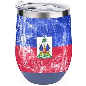 Vintage Haïti Vlag Geïsoleerde Tumbler met Deksel Leuke Roestvrij Staal Koffie Mok Duurzaam Thee Cup Travel Mok Blue-stijl