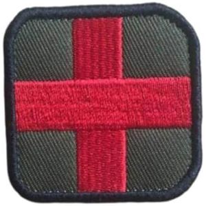 Eerste hulp Patch 3D Doek Sticker Rode Kruis Geborduurde Bevestigingshaak Loop Moreel Badge Eerste hulp Patch