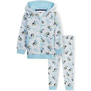 BlueY Joggingpak voor kinderen, meisjes, trainingspak, capuchontrui en joggingbroek, grijs/blauw, 2-3 Jaar