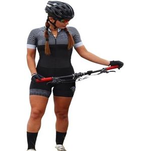 Triathlon dames trainingspak met korte mouwen Mountainbike fietspak Turnpakje Jumpsuit wielerpak(Color:Type20-18,Size:XXL)