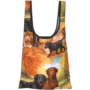 ButxeT Boodschappentassen, herbruikbare boodschappentassen, opvouwbare draagtassen, grote wasbare draagtas, herfst labrador lab golden retriever hond bedanken, zoals afgebeeld, Eén maat