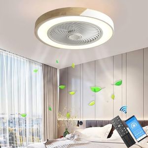 LANMOU Plafondventilator met licht en afstandsbediening, moderne led plafondventilator met verlichting, wit stille ventilator app dimbaar plafondlamp voor slaapkamer, woonkamer, kinderkamer, eetkamer